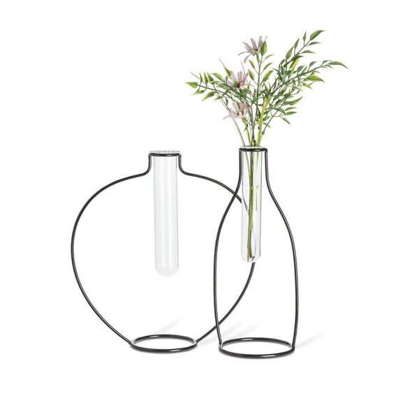 Abbott Collection - Tall Shape Frame Metal & Glass Vase - Picture 4 of 6